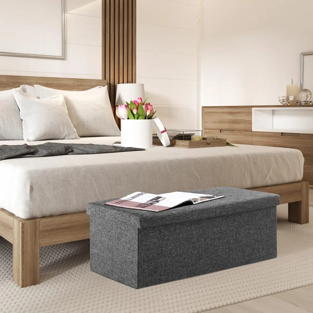 Banco com espaço de arrumação em MDF 80 x 40 x 40 cm Cinzento escuro