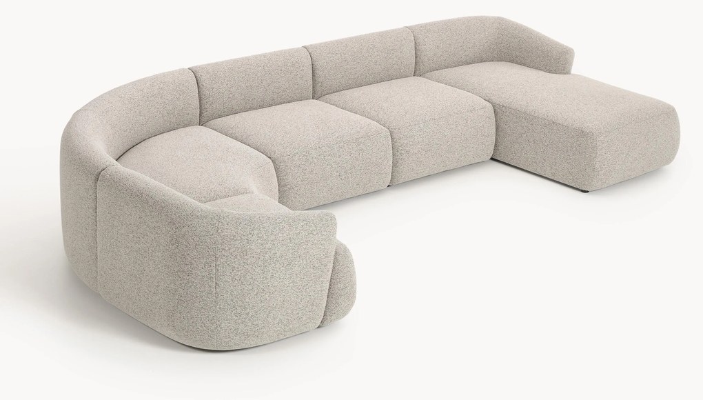 Sofá de canto comprido modular em bouclé Sofia