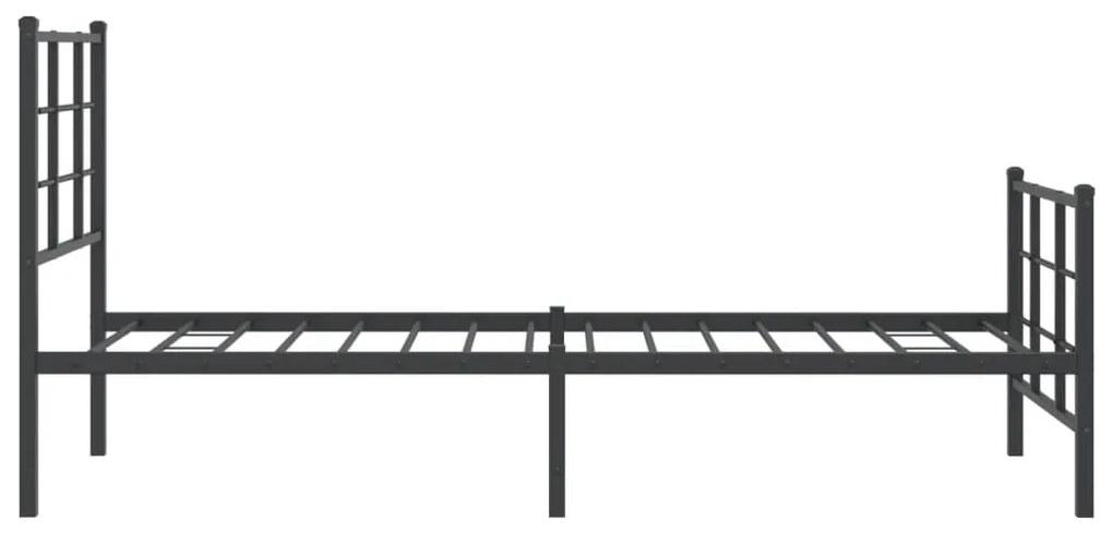 Estrutura de cama com cabeceira e pés 75x190 cm metal preto