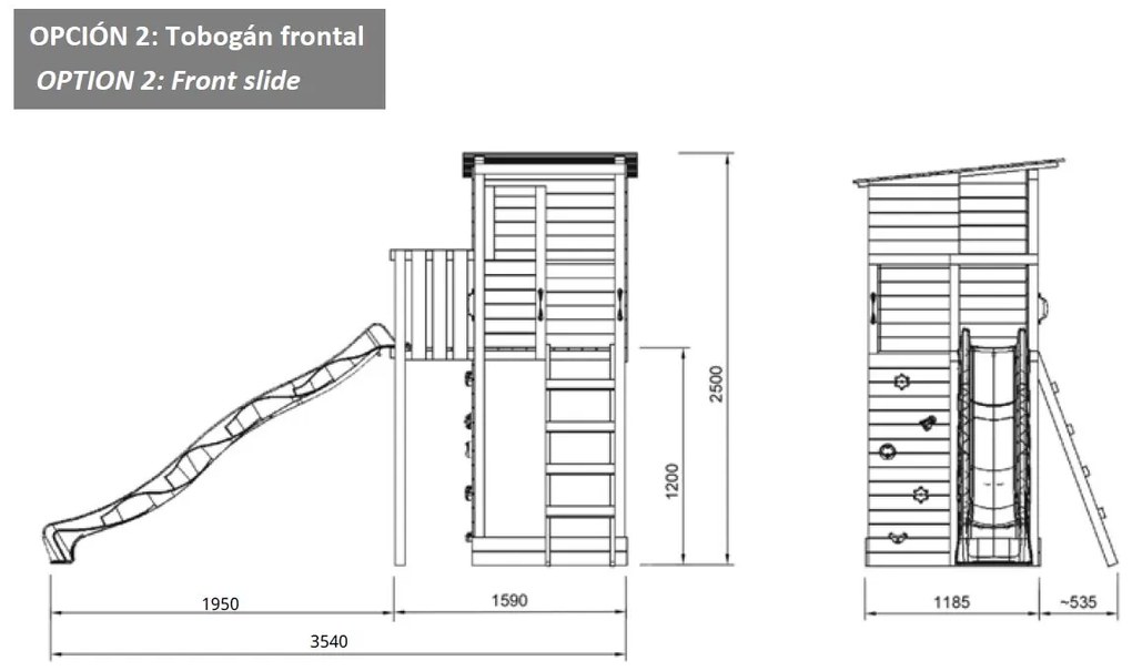 Parque Exterior infantil com escorrega TAGA L Com Baloiço Duplo