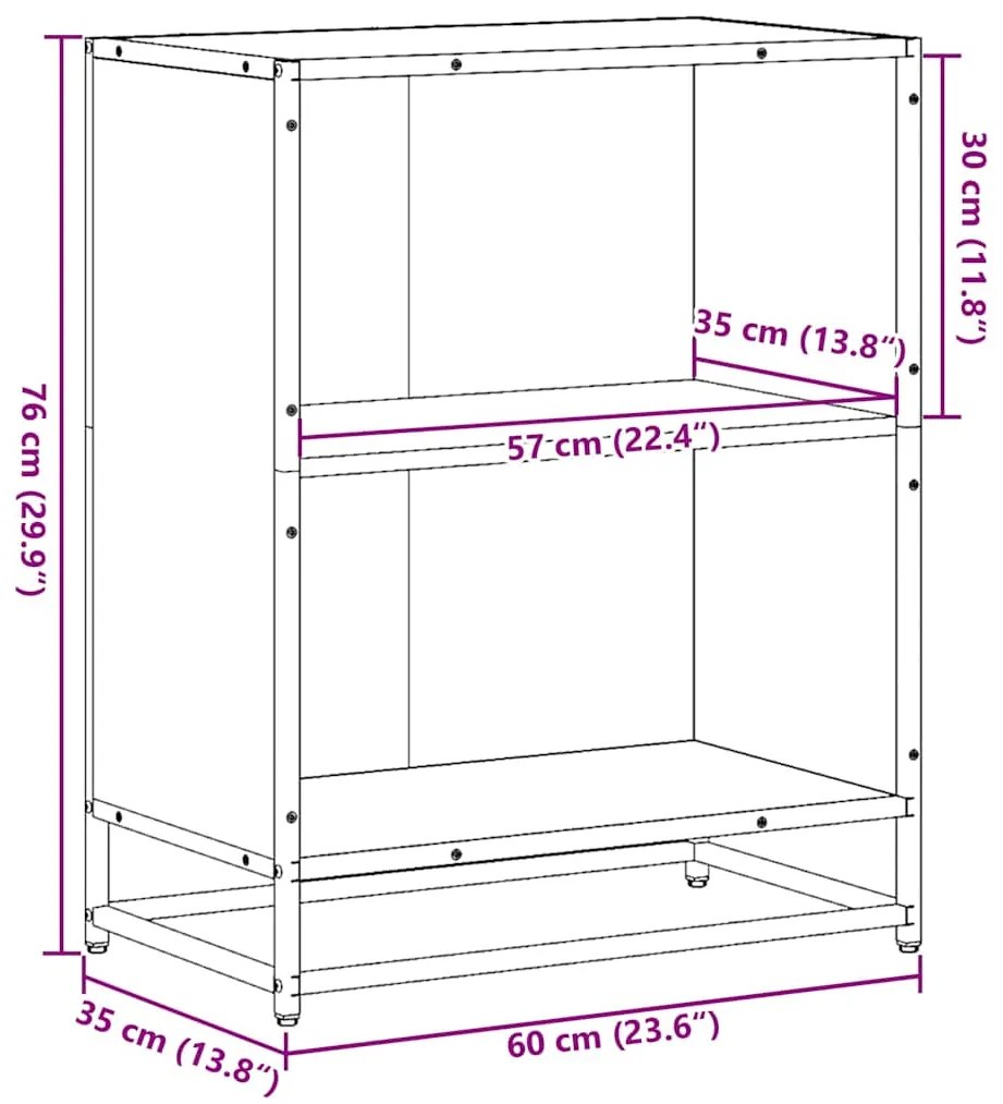 Estante 60x35x76 cm derivados de madeira cinzento sonoma