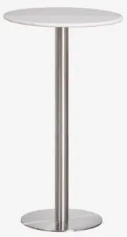 Mesa Alta De Bar Redonda Ø60 Cm Em Pedra Natural Xiren Mármore Branco Guangxi - Cinzento Escovado - Sklum