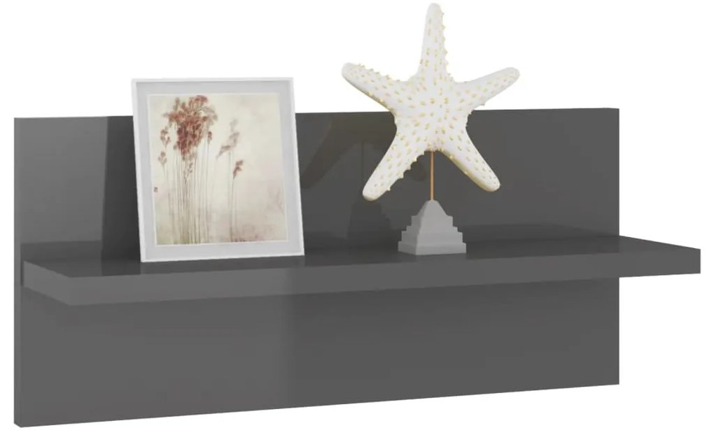 Estantes de parede 4 pcs 40x11,5x18 cm cinzento brilhante