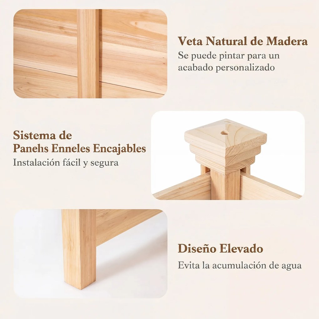 Biombos de privacidade para exterior 119 x 119 cm, 4 painéis com estacas metálicas, para ar condicionado e caixote do lixo de jardim, Natural