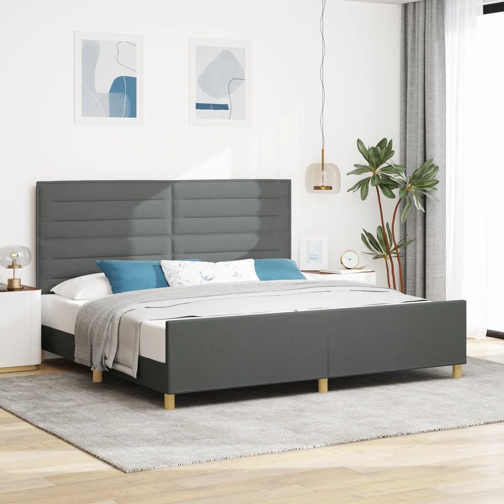 Estrutura de Cama de Tecido Cinza Escuro vidaXL 200x200 cm