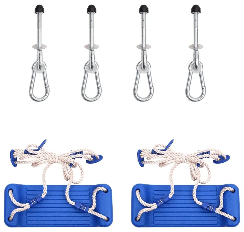 Assentos de baloiço 2pcs c/ pedras de escalada polietileno azul