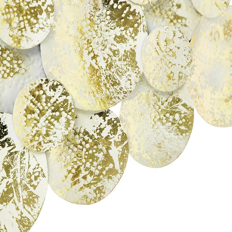 Candeeiro de parede decorativo oriental dourado com branco 2-luzes - Hikina Oriental