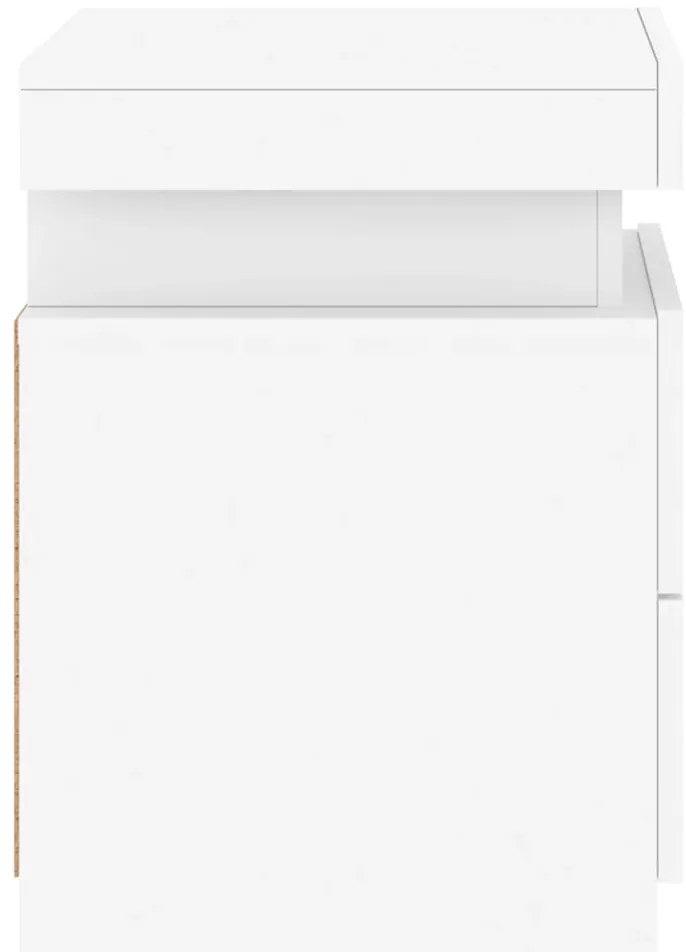 Mesas de cabeceira com luzes LED 2 pcs 35x39x55 cm branco