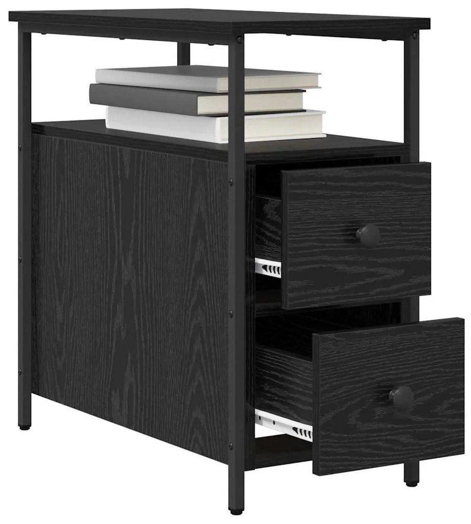 Armário de Cabeceira 2 pcs Carvalho preto 30 x 60 x 60 cm