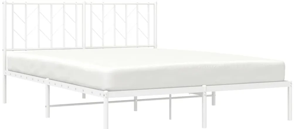 Estrutura de cama com cabeceira 150x200 cm metal branco