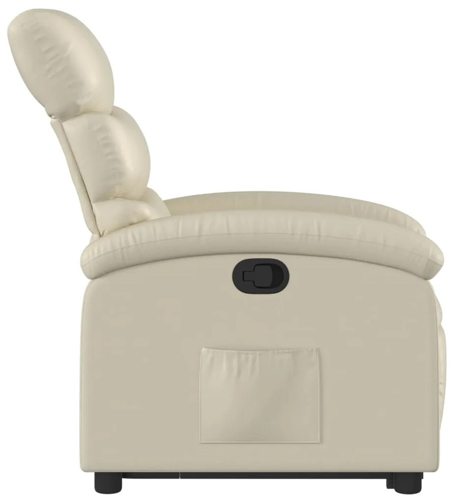 Poltrona reclinável elevatória couro artificial cor creme