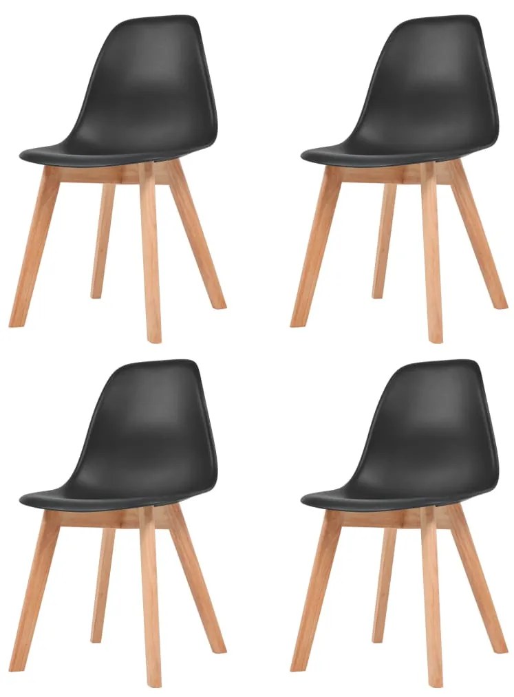 vidaXL Cadeiras de jantar 4 pcs plástico preto