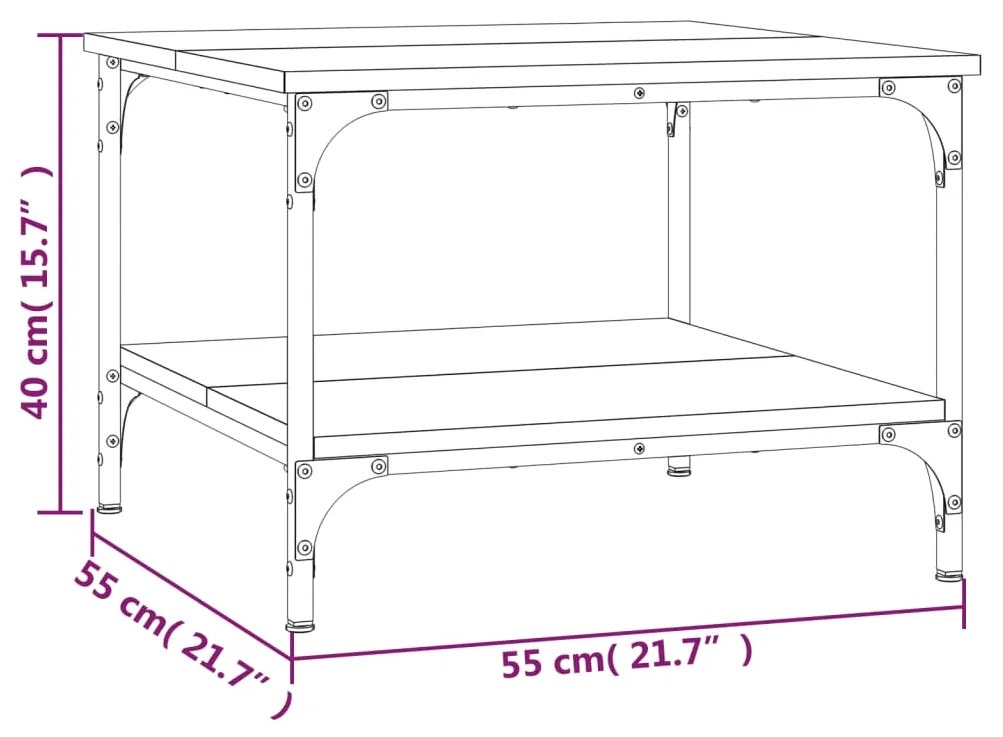 Mesa centro 55x55x40 cm derivados de madeira carvalho fumado