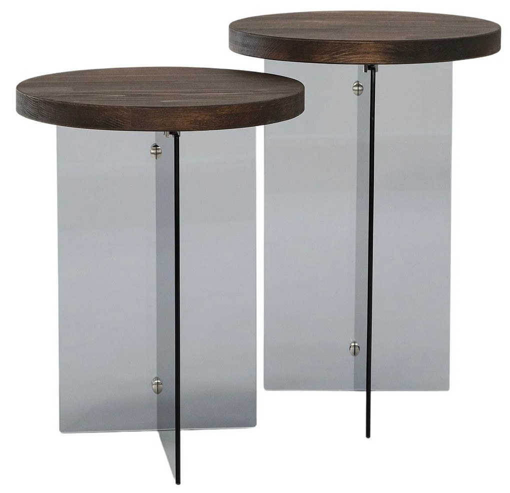Conjunto de Mesas de Centro Serenity – Nogueira e Cinzento Escuro – 35