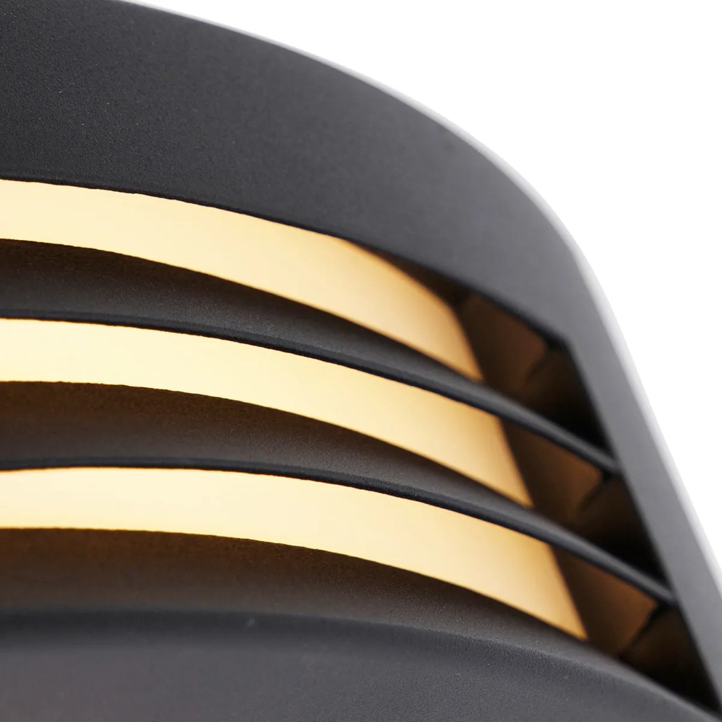 Candeeiro de parede exterior inteligente preto IP44 com Wi-Fi A60 - Hurricane