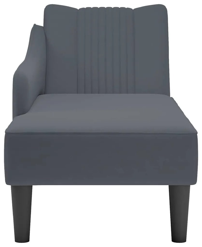 Chaise Lounge com apoio de braço direito veludo cinzento escuro