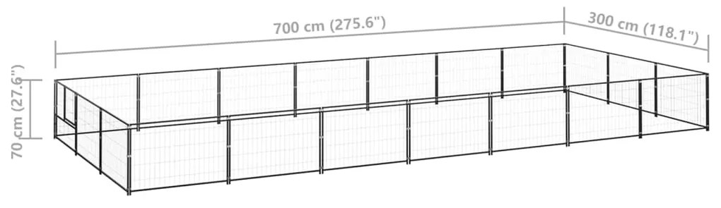 Canil para cães 21 m² aço preto