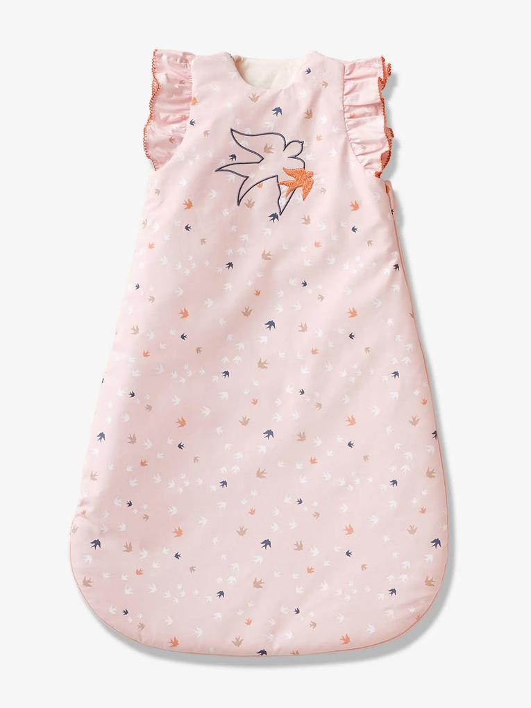 Saco de bebé sem mangas, tema Baby bird rosa medio liso com motivo
