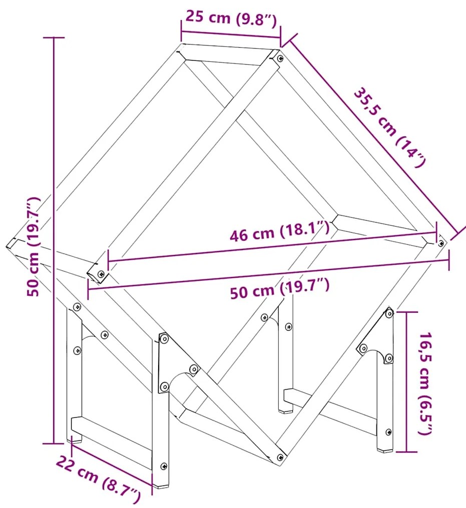 Suporte para lenha 50x25x50 cm aço laminado a frio preto