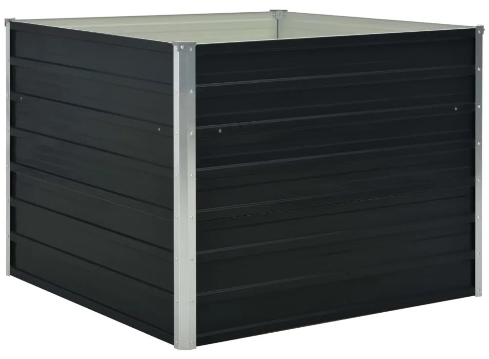 Canteiro jardim elevado 100x100x77 cm aço galvanizado antracite