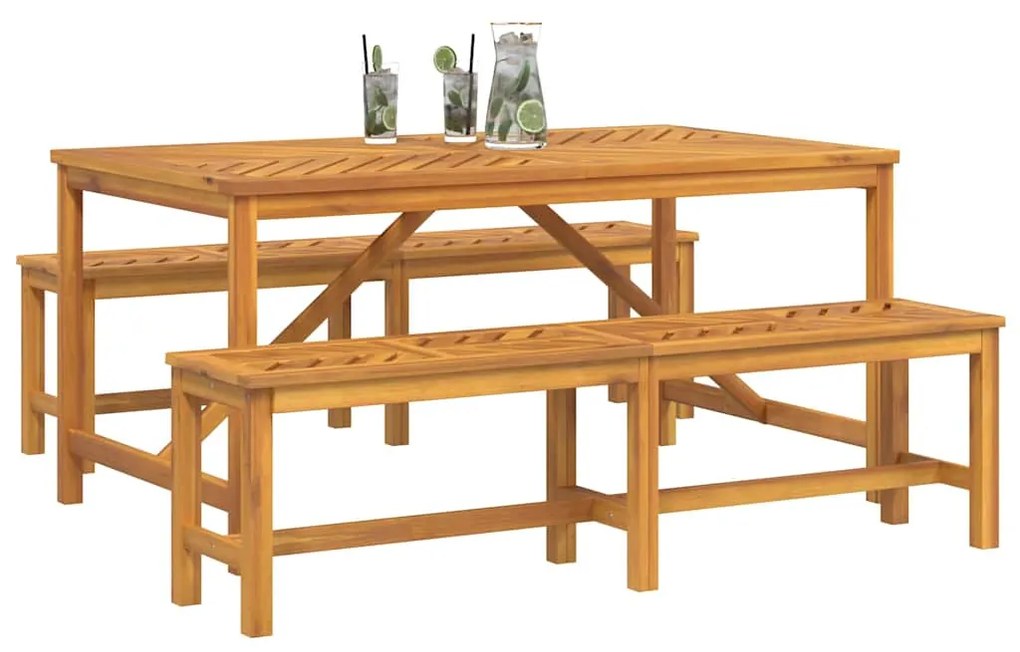 Conjunto de Jantar Jardim 3 Peças Madeira Sólida Acácia