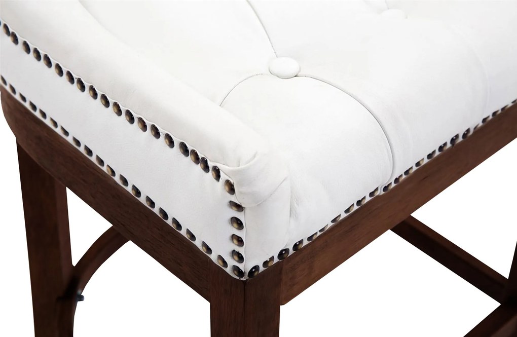 Banco de bar Lakewood em couro verdadeiro 55 x 109 x 57 cm Branco