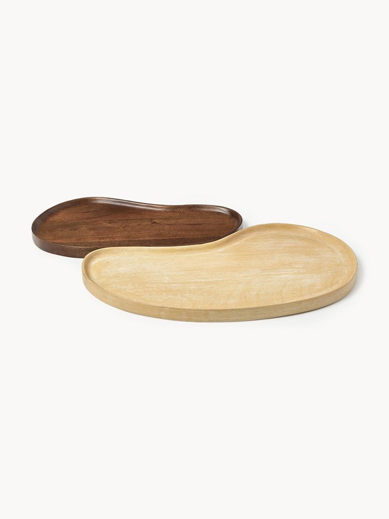 Mango Wood Decorative Trays Oda, Set of 2