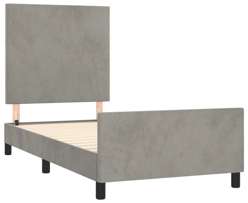Estrutura de cama sem colchão 90x190 cm veludo cinzento-claro