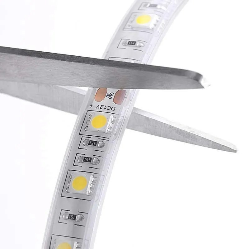 Fita de LED de cor única EPISTAR SMD5050, DC24V DC, 5m (60 Led/m) - Sensor de temperatura, 72W, IP67 Branco Frio