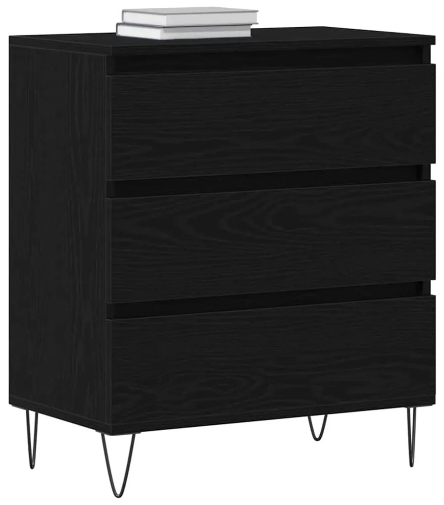 Aparador vidaXL com Gavetas Preto Carvalho 60x35x70 cm Madeira de Enge