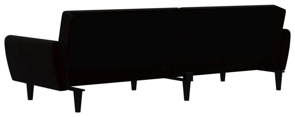 Sofá-cama de 2 lugares veludo preto