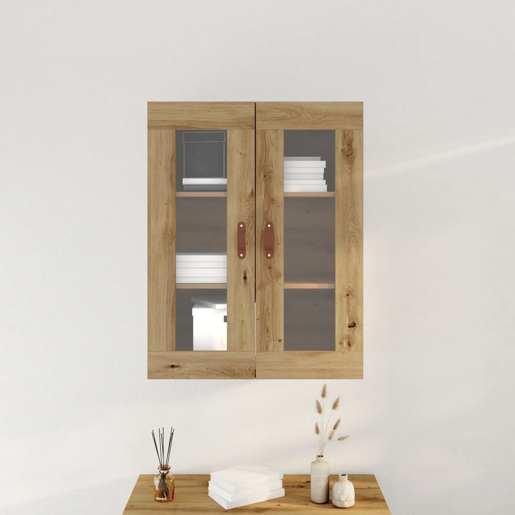 Armário de Parede com Portas de Vidro de Carvalho Artisan 69,5x34x90 c