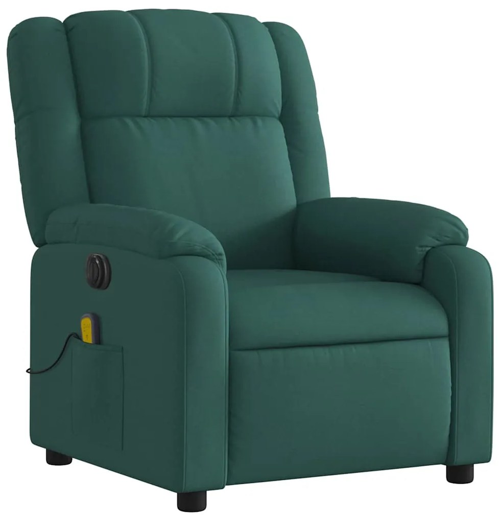 Poltrona reclinável de massagens elétrica tecido verde-escuro