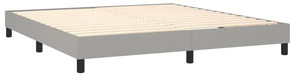 Cama box spring c/ colchão e LED 180x200 cm tecido cinza-claro