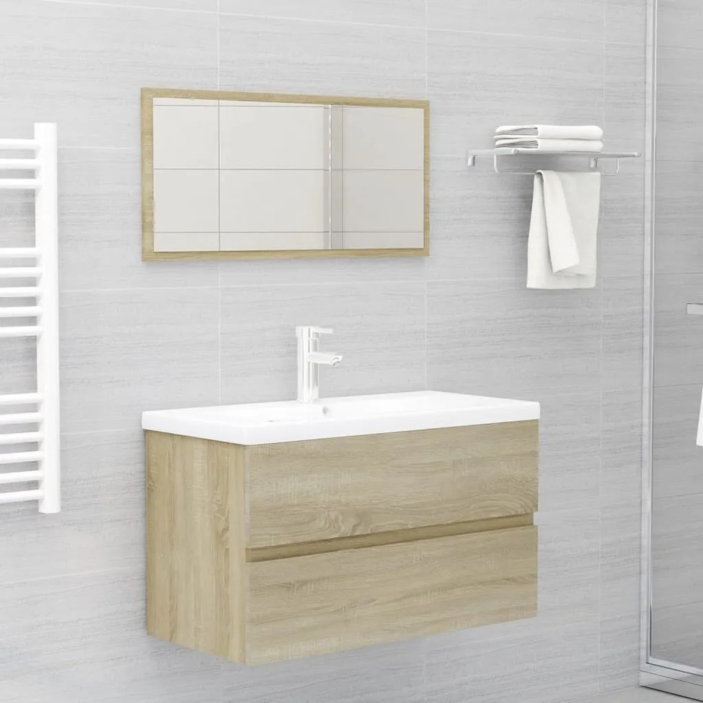 804884 vidaXL 2 pcs conj. móveis casa de banho contrapl. cor carvalho sonoma