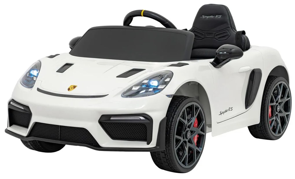 Carro elétrico para Crianças 12V Porsche Spyder RS 718 Com MP4, Rodas Espuma EVA, assento couro ecológico Carga até 30 kg Branco