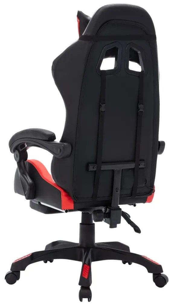 Cadeira estilo corrida luzes LED RGB couro arti. vermelho/preto