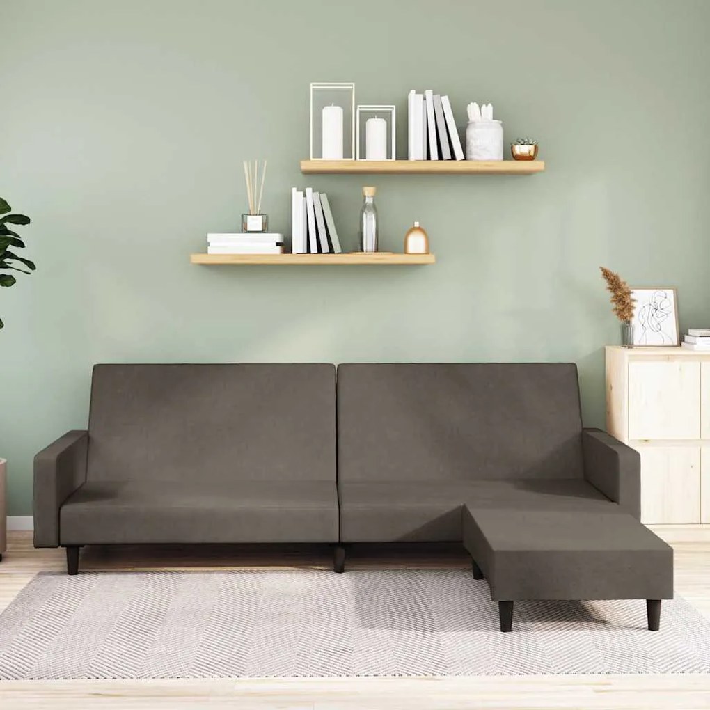 vidaXL Sofá-cama de 2 lugares com apoio de pés veludo cinzento-claro