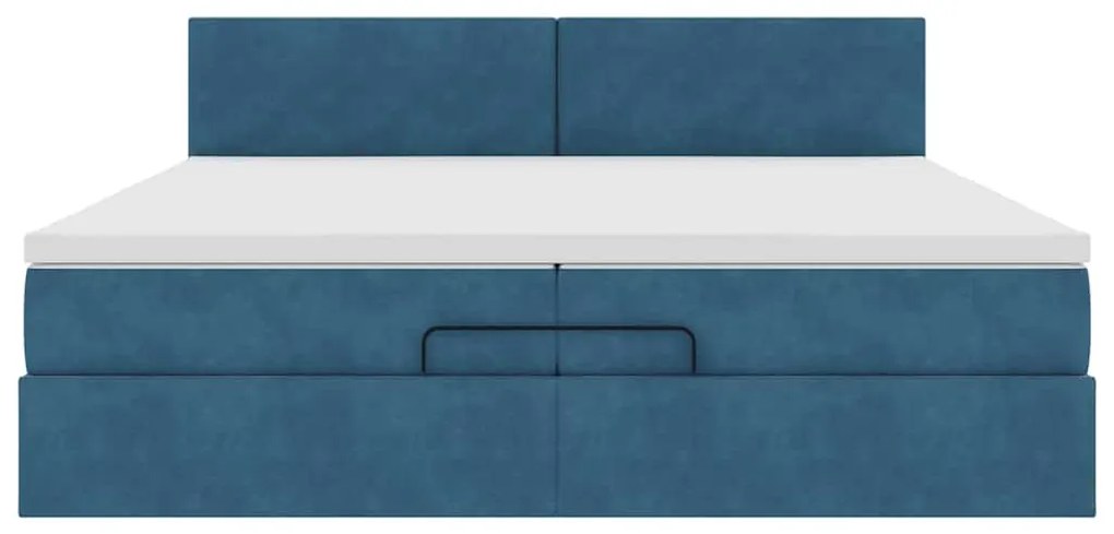 Estrutura de cama otomana com colchão 200x200 cm azul escuro