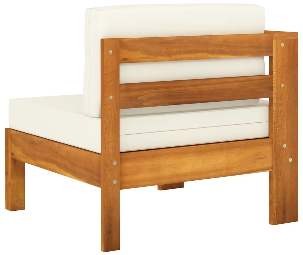 8 pcs conj. lounge de jardim c/ almofadões branco nata acácia