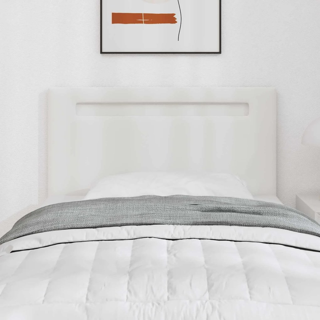 vidaXL Cabeceira LED Branco 100 cm Couro Sintético