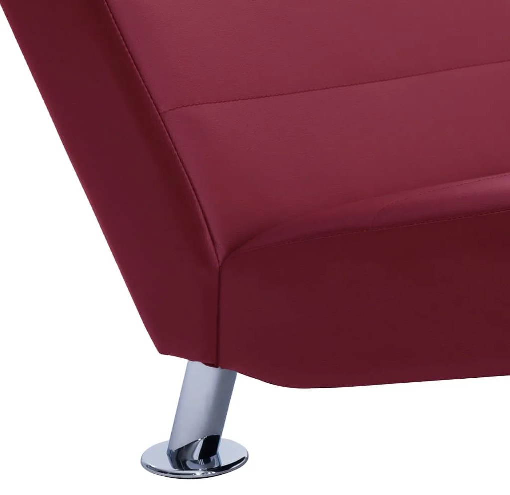 Chaise longue com almofada couro artificial vermelho tinto