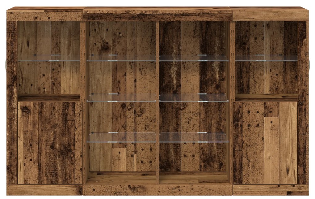 Aparador vidaXL com Luzes LED Madeira Antiga 163x37x100 cm Madeira Eng