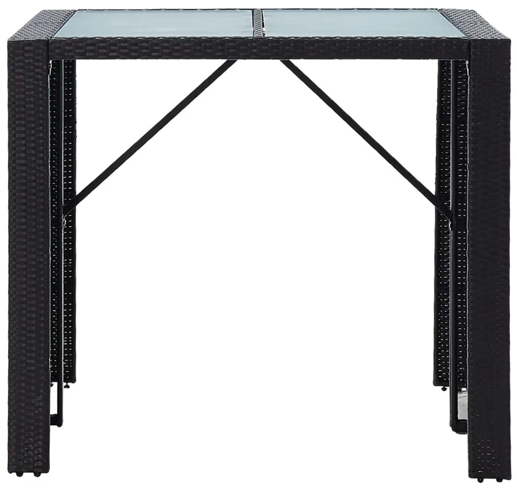 5 pcs conjunto de bar para jardim vime PE e vidro preto