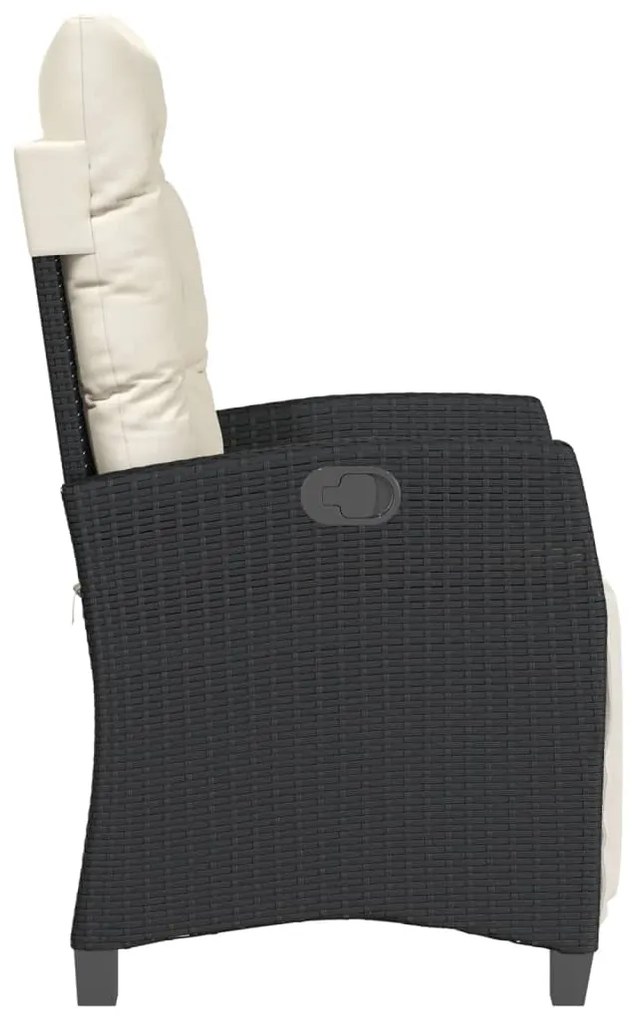 Cadeiras jardim reclináveis 2 pcs c/ apoio de pés vime PE preto