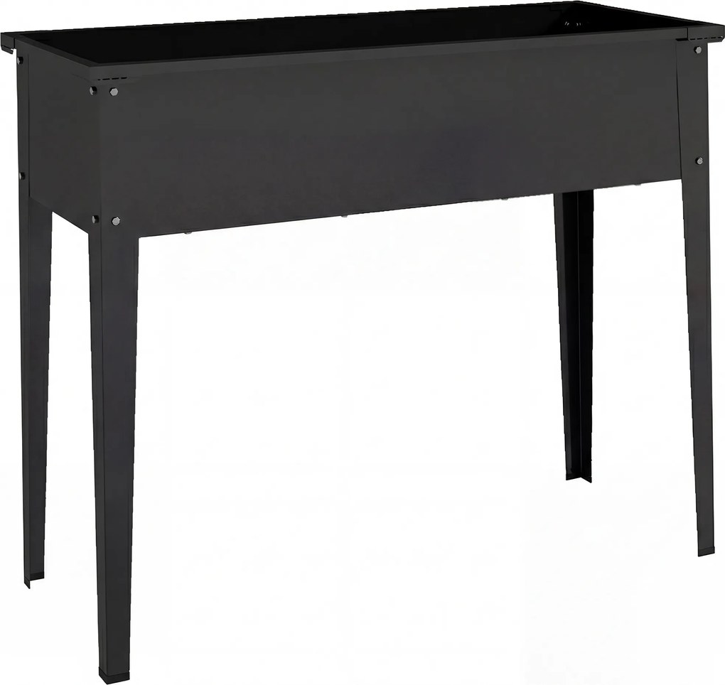 Outsunny Horta Elevada em Metal, Jardineira Elevada 80L com bordas arredondadas, Orifício de Drenagem, 100 x 40 x 80 cm, Preto | Aosom Portugal