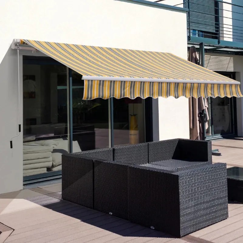 Toldo Dobrável com Manivela - 3,5x2,5m - Amarelo e Cinzento