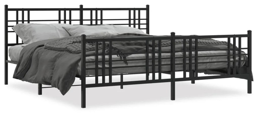 vidaXL Estrutura de cama com cabeceira e pés 183x213 cm metal preto