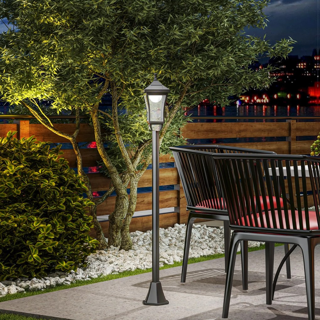 Candeeiro Solar de Jardim Candeeiro com Painel Solar Liga e Desliga Automaticamente para Exterior Pátio 15x15x127 cm Preto