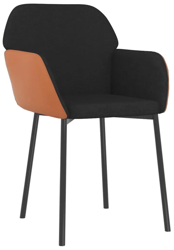 Cadeiras de jantar 2 pcs tecido/couro artificial preto